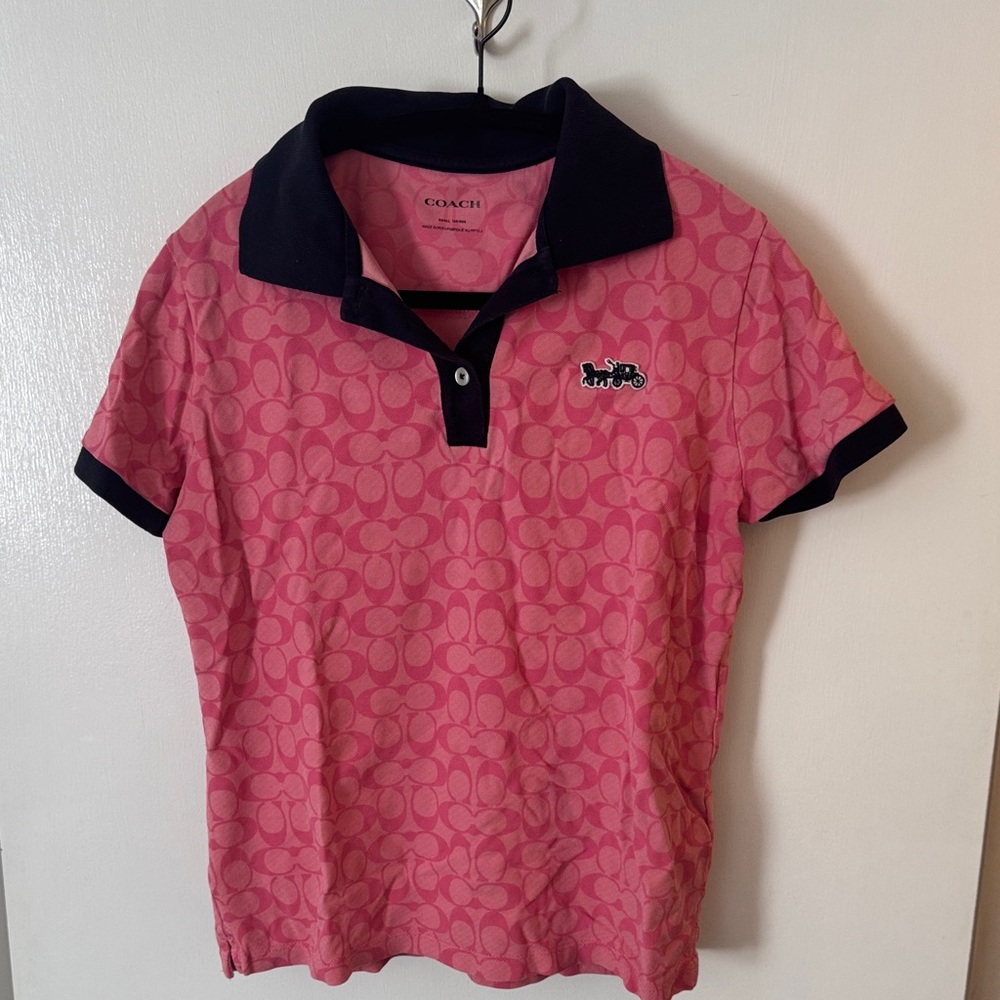 Coach Kids Polo Shirt in Pink and Navy